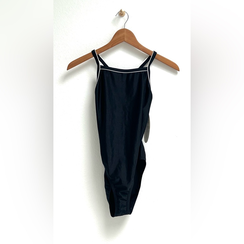 Finis, Black Skinback with piping, One-Piece Swimsuit, Size 30
